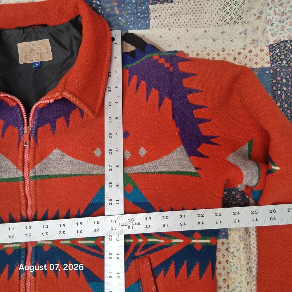 Vintage 80s Pendleton Mens L Wool Southwest Aztec Bomber Jacket USA Western Wear - Picture 11 of 15